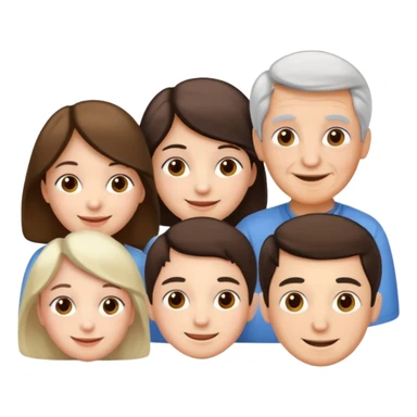 a group of 5 people all of diiferent ages let one  girl child, one teenage boy , two adult one man one women  and one old grandma sticker