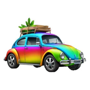 neon rainbow hippie vw beetle sticker