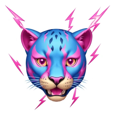 Blue Panther head with pink lightning coming out of his eyes sticker