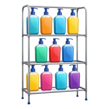 Shower with body wash, shampoo, and conditioner on racks  sticker