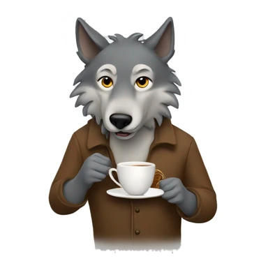 A Wolf with a Cup of tea  sticker