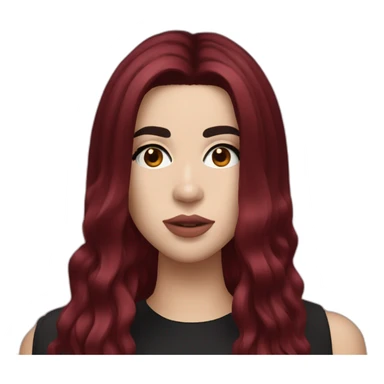 Dua Lipa with dark red hair sticker