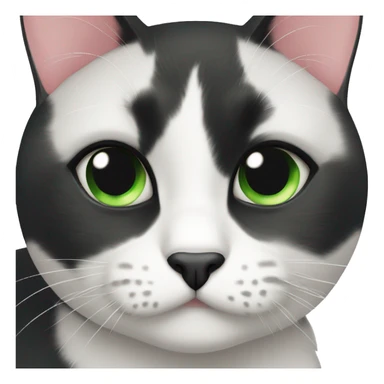 Tuxedo cat with black spot on chin and green eyes sticker