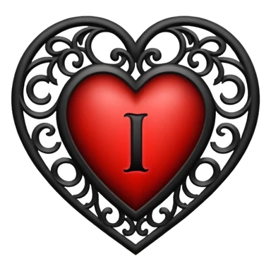 Can you make a heart with a gothic design, I want black and blood red colors . I want the letter I in the middle of the heart sticker