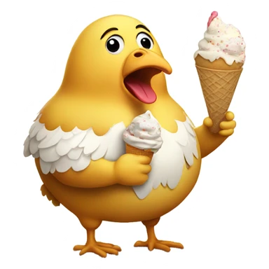 Fat chicken with human legs eating ice cream  sticker