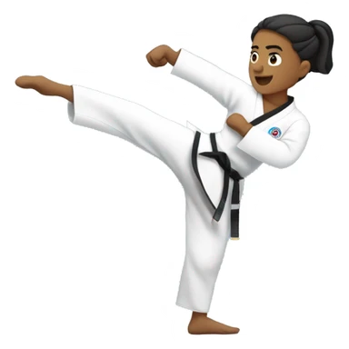 Una persona practicando Taekwondo, a la persona le falta un brazo. Sus movimientos son elegantes y determinados, demostrando habilidad y pasión por este arte marciales. sticker
