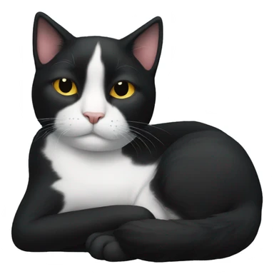 Sleeping black tuxedo cat sticker