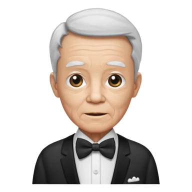elderly with bow tie and shirt sticker