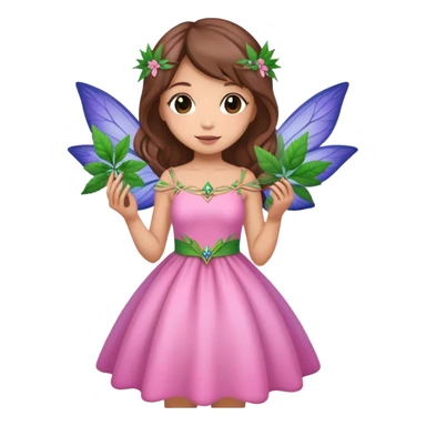 pink, green indigo irish weed fairy with brown hair  sticker