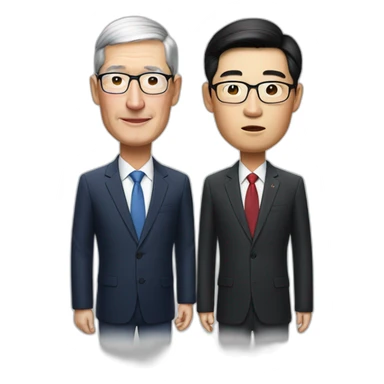 tim cook with korea president  sticker