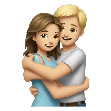 couple hug with warm smiles blond girl brunette boy  sticker