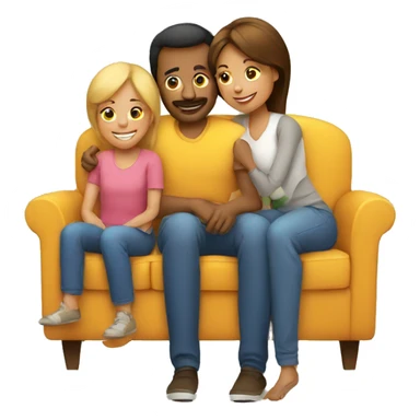 mom and dad and kid on couch sticker