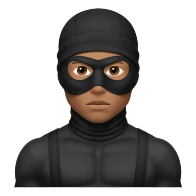 smug muscular african male black ski mask wearing guy with no top. wears a full ski mask with only eyes revealed sticker