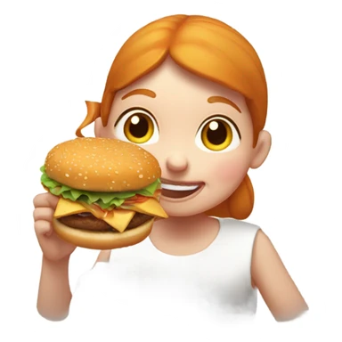 Round ginger girl eating burgers with pig ears sticker