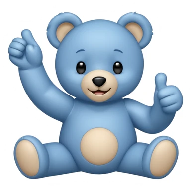 Un petit nounours peluche bleu qui souris et qui tend un bras avec un pouce en l'air  sticker