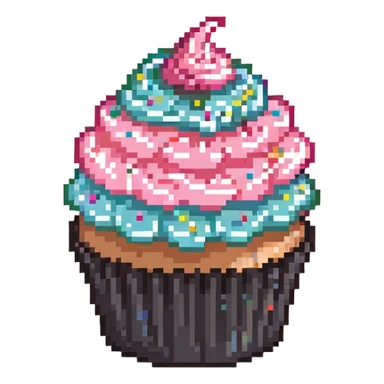 cupcake with pink icing and colorful sprinkles sticker