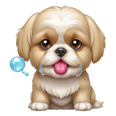 Blonde Shih tzu blowing bubble gum bubbles sticker