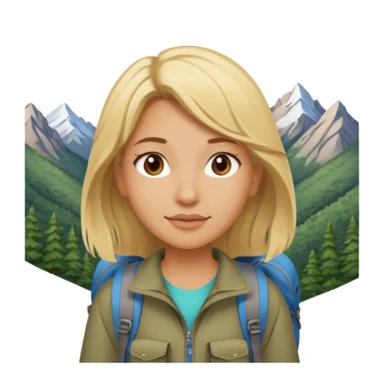 girl backpacking, travelling mountains background sticker