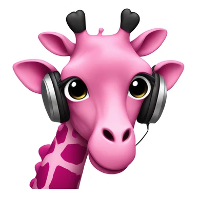 Emo Pink giraffe with hearts listing to music sticker