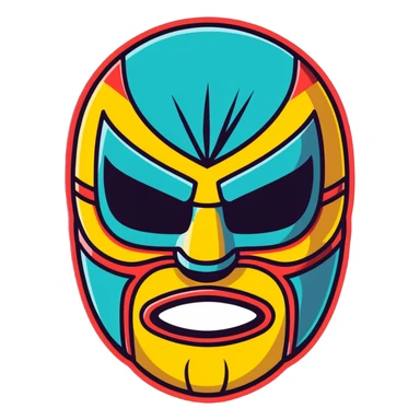 sinister luchador mask with evil expression sticker