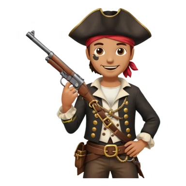 Pirates emoji holding gun and standing on shore  sticker