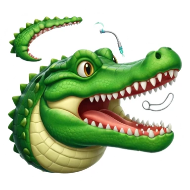 an alligator opening its mouth in a dentist's office sticker