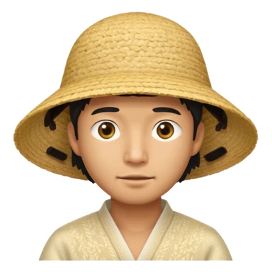 Asian guy with a rice hat, eyes barely open sticker