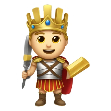  A Roman soldier in armor, raising a golden laurel crown above his head, celebrating a victory or honoring someone. sticker