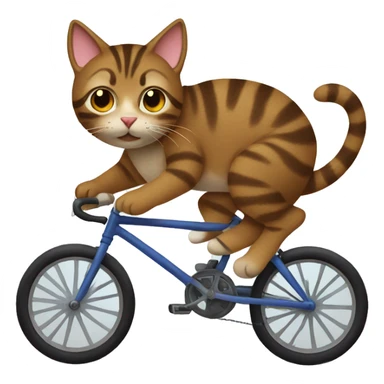 Brown tabby cat riding a bike sticker