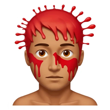 Red paint splashing from one side of a mans head sticker
