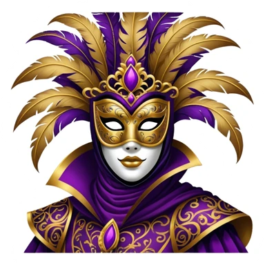 Venice Carnival performer – Cinematic Realistic Venice Carnival Performer, depicted in an opulent, elaborately masked costume with rich textures, vibrant colors, and dramatic, soft lighting, set against the historic backdrop of Venetian canals, capturing the mystery and extravagance of the carnival. sticker