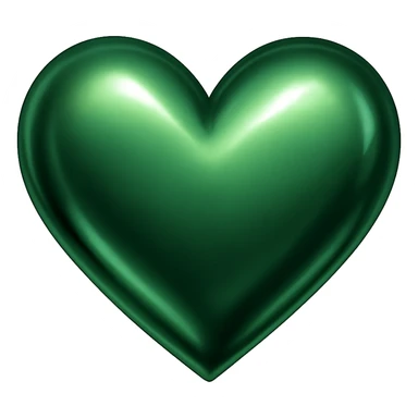 heart with a metallic green finish, clean digital illustration sticker