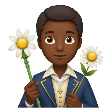 black man with daisy, scepter sticker