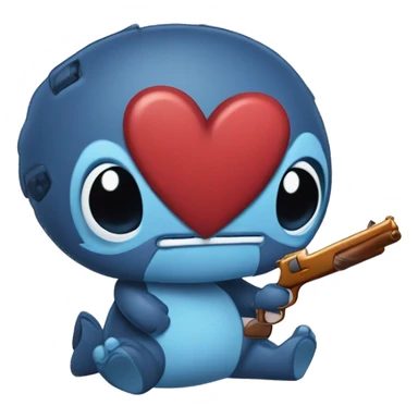 stich con corazón roto y pistola sticker