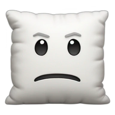 a white fluffy pillow with an angry face with boxing gloves as little hands on the sides sticker