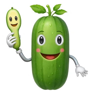 Android smiley face holding a cucumber upwards by hand sticker
