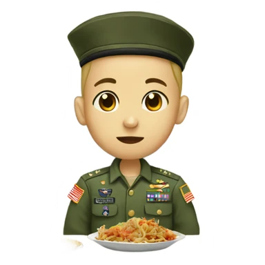 military boy eating chinese food  sticker