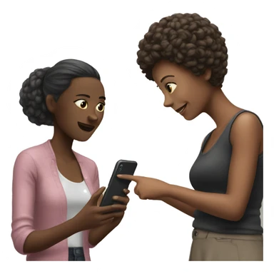 woman showing her phone to another woman sticker