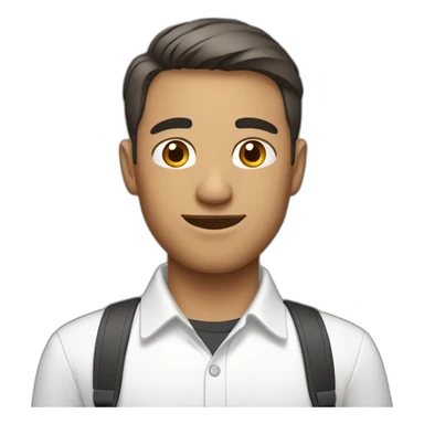 Man with short modern hair with white shirt sticker