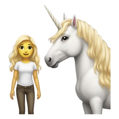 Blonde Girl standing next large to unicorn with wings sticker
