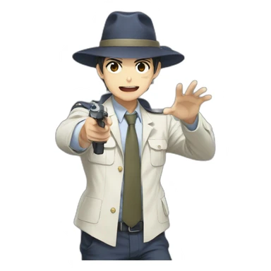 Detective lunge in anime monster sticker