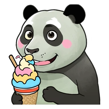 Panda eating ice cream sticker