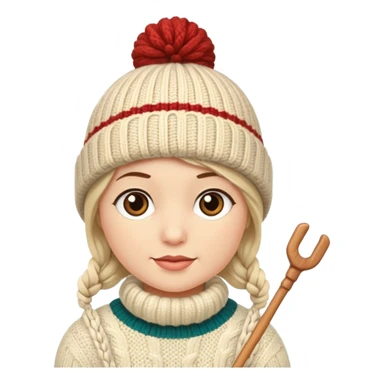 Knitted hat with knitting needles sticker