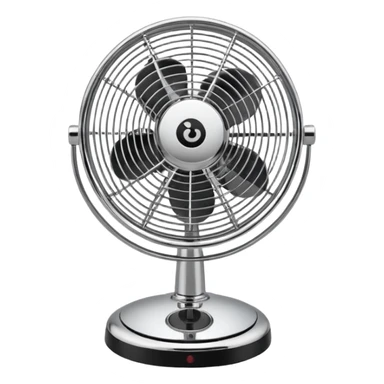 Desk Fan – classic round fan with metal cage and adjustable tilt. sticker