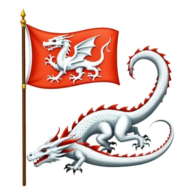 Create a flag with a red background and a white dragon like the red dragon of the welsh flag, but instead of back legs it has just a tail. This is the flag of the Anglo-Saxons sticker