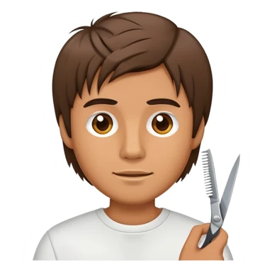 male cutting hair with scissors sticker