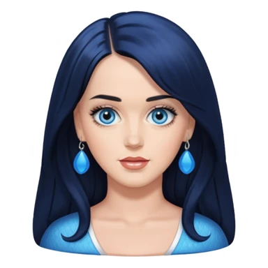 Katy Perry with blue eyes, black long hair sticker