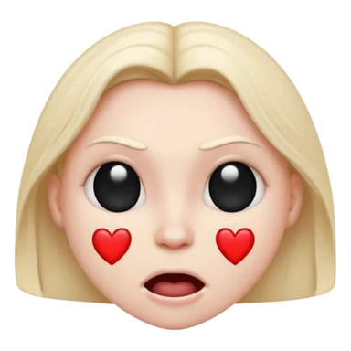 mad emoji with black hearts around head sticker