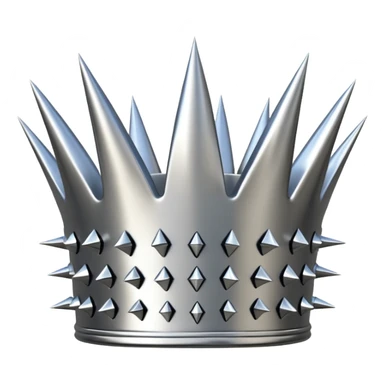 A spiked crown emoji made of silver chrome, sharp yet rounded metallic spikes, glossy reflections, aggressive luxury swag aesthetic, iOS emoji style, centered, clean white background sticker