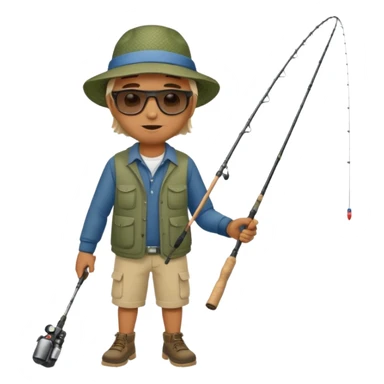 Man in motion casting a fishing rod full body sticker